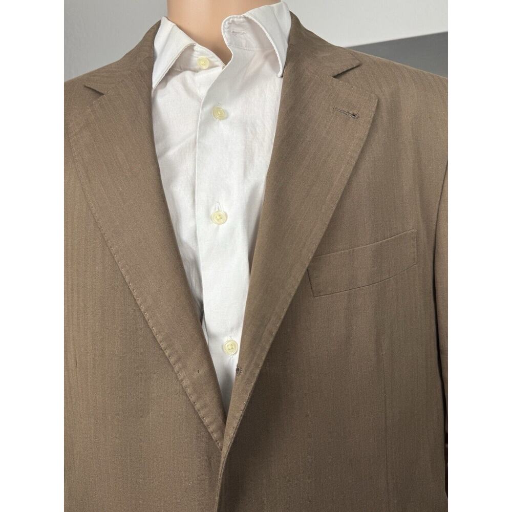 Brunello Cucinelli Brown Herringbone 100% Cotton Blazer Unstructured 52/42R Men - Picture 3 of 9